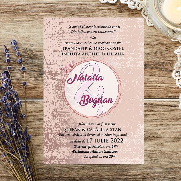 Invitatie nunta Glitter Pink