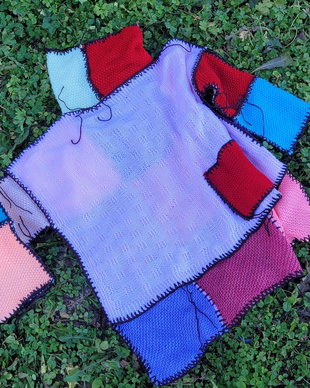 Pulover pătrățel, pink touch,buzunărel