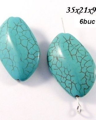 3540 - (6buc) Turcoaz de sinteza, 35x21x9mm