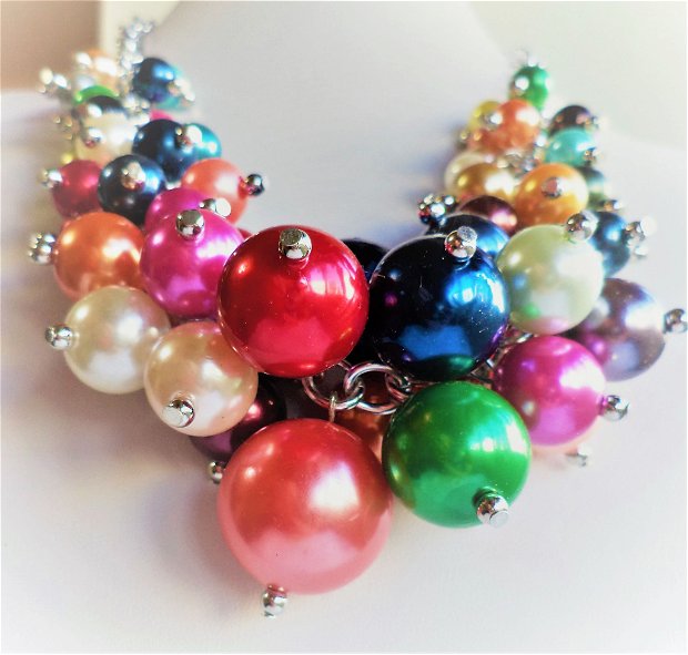 Colier din perle acrilice multicolore