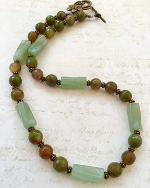 Set vintage aventurin verde