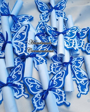 Invitatie papirus cu  fluture