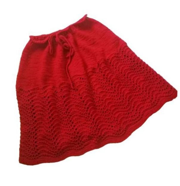 Fusta tricotata de iarna rosu XL