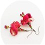 cercei flori de matase bej - corai