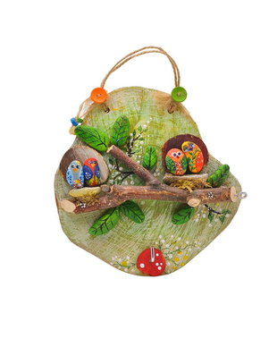 Decoratiune lemn cu pietre pictate/cuier 2142