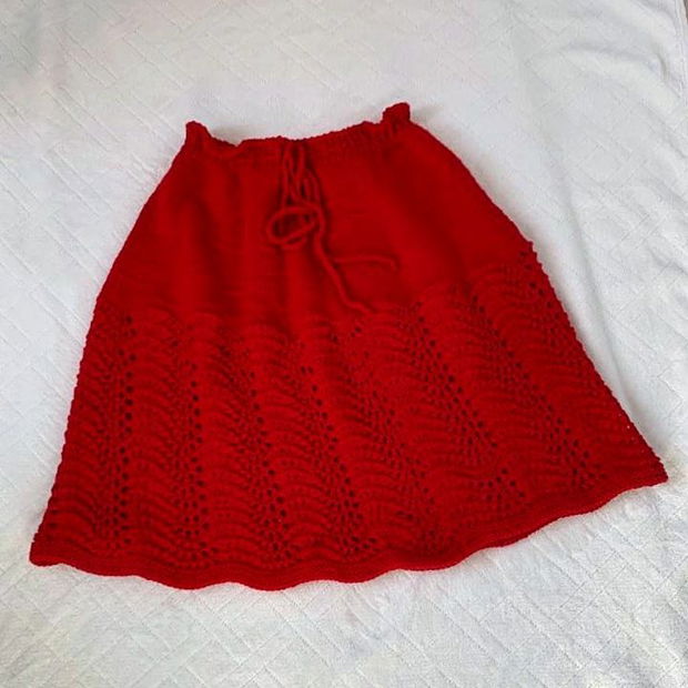 Fusta tricotata de iarna rosu XL