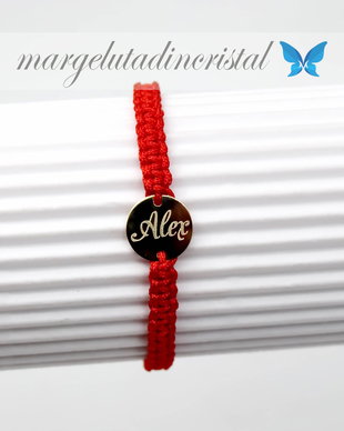 Bratara Reglabila Personalizata/ Banut / Charm 1 cm / AUR 14K