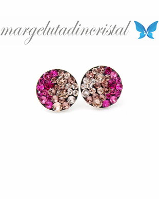 Cercei Swarovski / Multi Rose / Chaton Ball / Argint 925