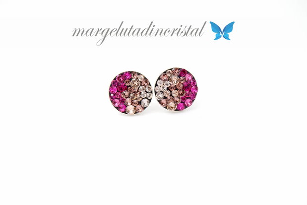 Cercei Swarovski / Multi Rose / Chaton Ball / Argint 925