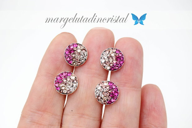 Cercei Swarovski / Multi Rose / Chaton Ball / Argint 925
