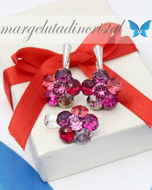 Set Swarovski  Regal Chaton Flower / Argint 925