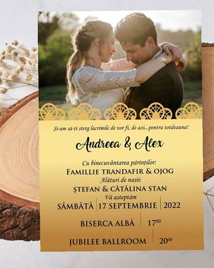 Invitatie nunta - Gold Foto