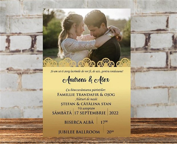 Invitatie nunta - Gold Foto