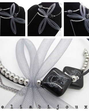 Colier statement handmade unicat libelula, onix si cristal de stanca(cod537)