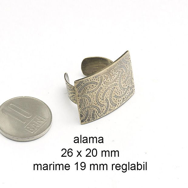 Kit inel ALAMA antichizata, 26 x 20 mm, cod: BH-023