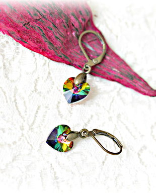 Cercei cu inimioare Swarovski