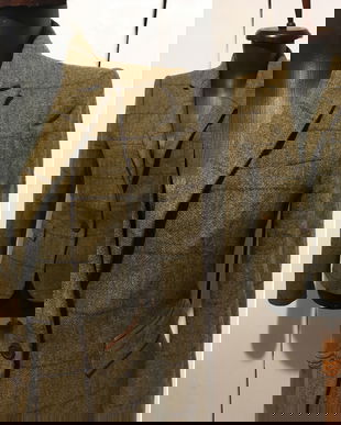 ZARA SACOU STOFA LANA TARTAN CU COTIERE