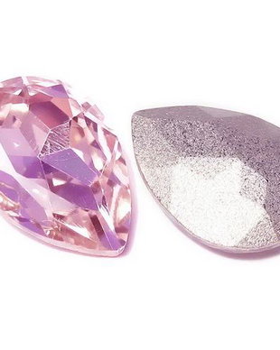Cabochon din sticla, lacrima, 30x20 mm, roz
