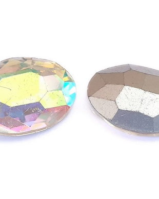Cabochon din sticla, oval, 14x10 mm, AB