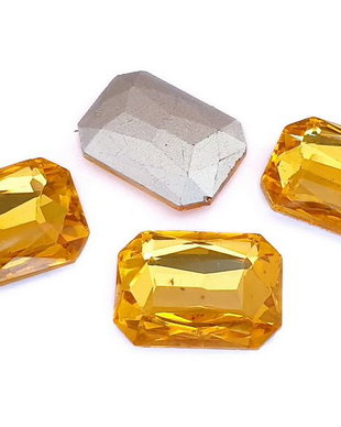 Cabochon din sticla, octogonal, 27x18 mm, galben floarea soarelui