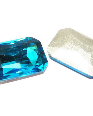 Cabochon din sticla, octogonal, 27x18 mm, aquamarin