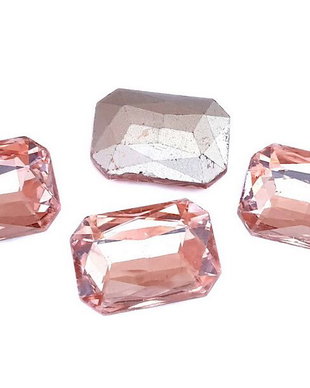 Cabochon din sticla, octogonal, 14x10 mm, somon