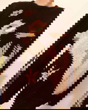 Pulover cu model vegetal de toamna