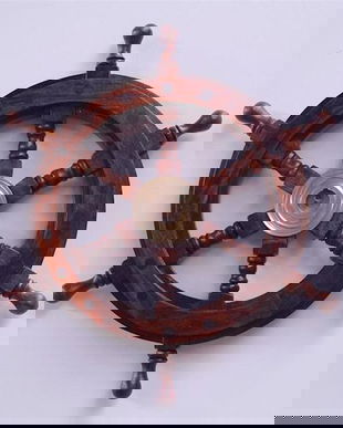 Carma mare vapor din lemn cu decoratiuni din alama masiva