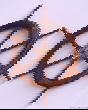 Carma mare vapor din lemn cu decoratiuni din alama masiva