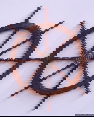 Carma mare vapor din lemn cu decoratiuni din alama masiva