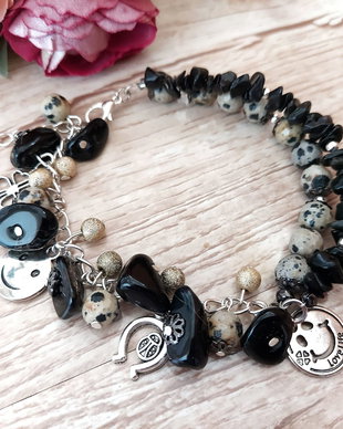 Bratara charm jasp dalmatian si onix