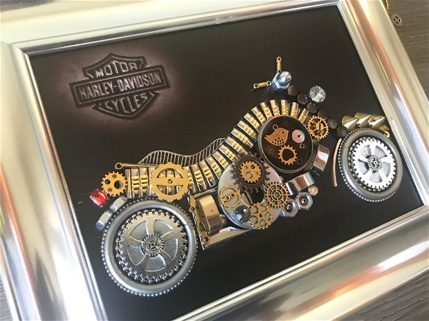 Motocicleta Harley Davidson Cod M 531, Cadouri Craciun pentru cei dragi, Mecanism de ceas vintage, Piese de ceas