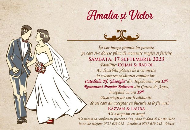 Invitatie nunta - Vintage Bride & Groom