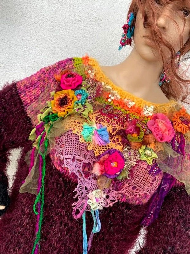 Rochie tricotata cu aer boem Autumn Garden