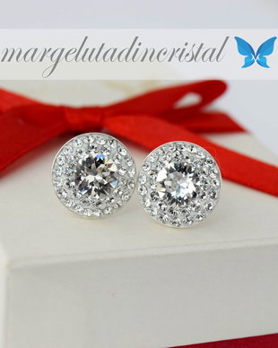 Cercei Swarovski / Crystal / Chaton Ball / Argint 925