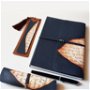 SET cu pergament - piele naturală: jurnal, penar, stilou, semn de carte