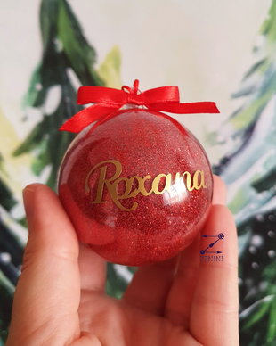 Glob cu nume, glob sclipici Craciun, ornament sclipici, ornament glitter, glob personalizat, ornament cu nume