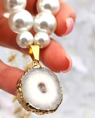 Rezervat Colier - Agata - White & Gold