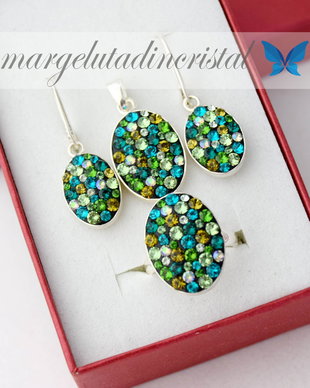 Set Swarovski Queen / Green / Argint 925