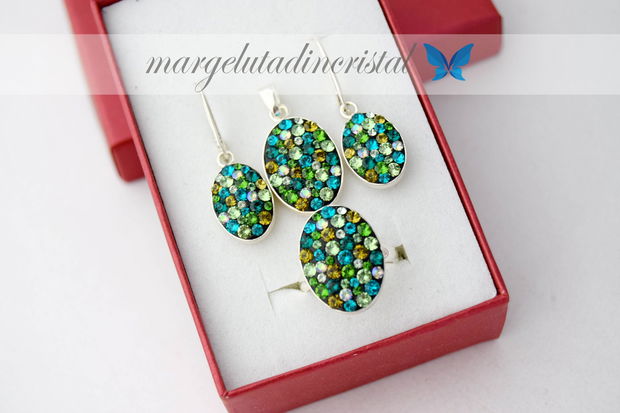 Set Swarovski Queen / Green / Argint 925