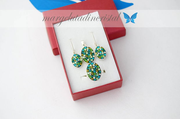 Set Swarovski Queen / Green / Argint 925