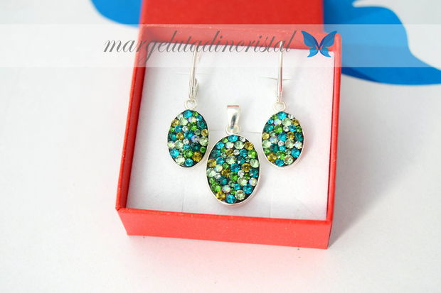 Set Swarovski Queen / Green / Argint 925