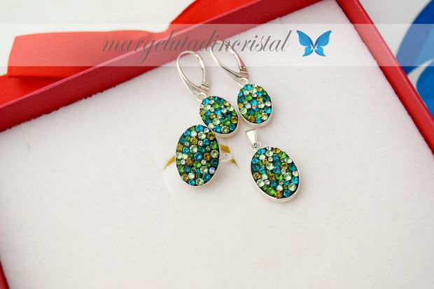 Set Swarovski Queen / Green / Argint 925