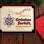 Felicitare din lemn Crăciun fericit! cu glob detaşabil  Fulg