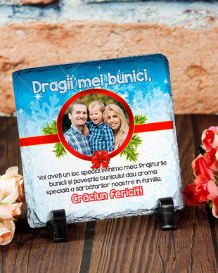Cadou pentru bunici  ardezie personalizata Craciun fericit