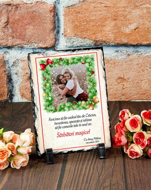Cadou pentru prietena  ardezie personalizata Craciun fericit