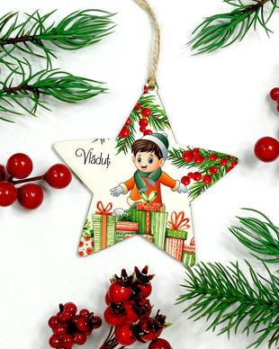 Decoratiune lemn Stea personalizata cu nume