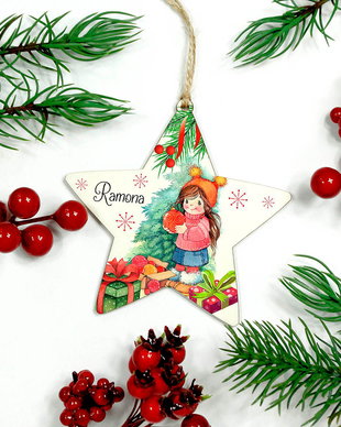 Decoratiune lemn Stea personalizata cu nume