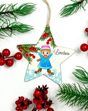 Decoratiune lemn Stea personalizata cu nume
