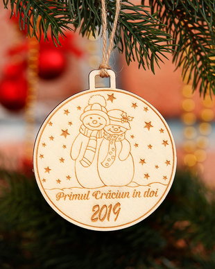 Glob din lemn personalizat Primul Crăciun impreuna!